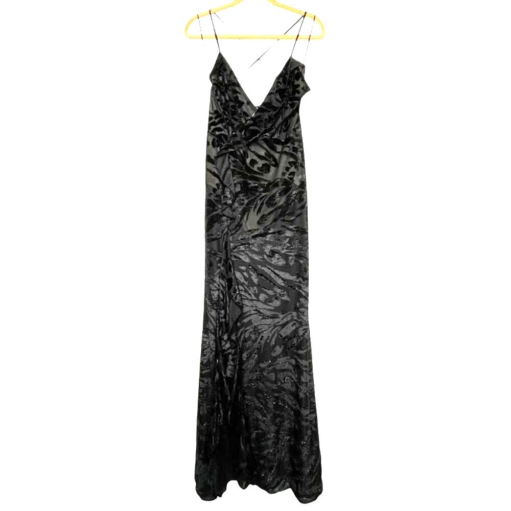 Luxxel‎ Strappy Velvet Floral Maxi Formal Dress Prom Cocktail Long Event Dress L